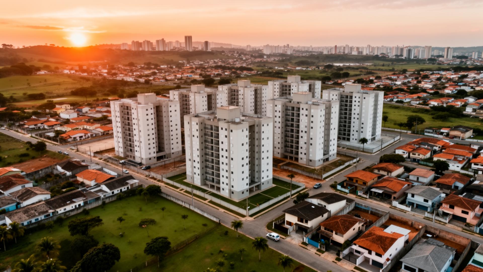 Vista aérea de bairros residenciais